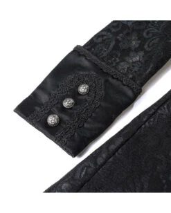 Schwarzer Gothic Damen-Langmantel Mit Spitze -Spooky Fun Günstiges Geschäft schwarzer gothic damen langmantel black gothic long coat for woman gothic kleidung 54558 07