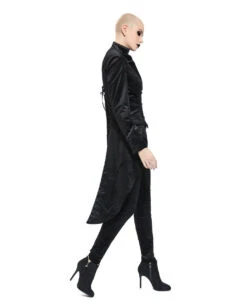 Schwarzer Gothic Damenfrack Mit Schwalbenschwanz -Spooky Fun Günstiges Geschäft schwarzer gothic damenfrack mit schwalbenschwanz black gothic ladys jackett with tailcoat 54557 02