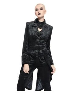 Schwarzer Gothic Damenfrack Mit Schwalbenschwanz -Spooky Fun Günstiges Geschäft schwarzer gothic damenfrack mit schwalbenschwanz black gothic ladys jackett with tailcoat 54557 04