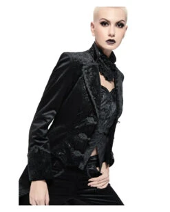 Schwarzer Gothic Damenfrack Mit Schwalbenschwanz -Spooky Fun Günstiges Geschäft schwarzer gothic damenfrack mit schwalbenschwanz black gothic ladys jackett with tailcoat 54557 05