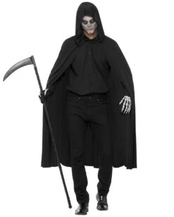 Schwarzes Cape Als Kapuzen Umhang Deluxe -Spooky Fun Günstiges Geschäft schwarzes cape als kapuzen umhang halloween cape deluxe 26736 4