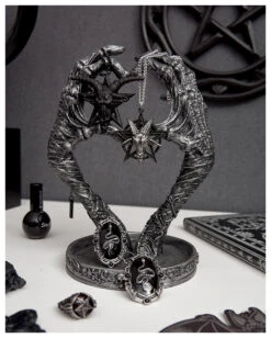 Baphomet Pentagramm Anhänger Mit Kette -Spooky Fun Günstiges Geschäft skeletthand mit herz schmuckhalter skeleton hand with heart jewellery stand 50300 08