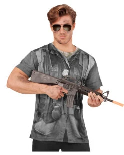 Soldaten T-Shirt Mit Fotodruck -Spooky Fun Günstiges Geschäft soldaten t shirt mit 3d druck soldaten kostuem mit photodruck army t shirt with 3d photo print 36739 01