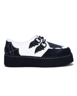 Spiderweb Black And White Creepers Schuhe -Spooky Fun Günstiges Geschäft spiderweb black and white schuhe halloween schuhe gothic schuhe halloween accessoire gothic accessoire gothic styled 52813