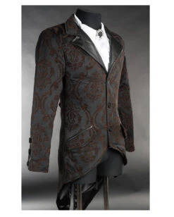 Steampunk Brokat Jacket Mit Schwalbenschwanz -Spooky Fun Günstiges Geschäft steampunk brokat jacket mit schwalbenschwanz steampunk brocade tailcoat 39123 03