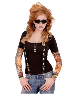 Tattoo Ärmel Rocker -Spooky Fun Günstiges Geschäft tattoo aermel rocker realistische tattoo arme fake tattoo rocker tattoo sleeve halloween kostuemzubehoer 23977 3