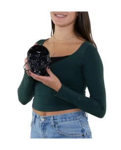 Totenschädel Clutch Vinyl -Spooky Fun Günstiges Geschäft totenschaedel clutch vinyl gothic handtasche skull bag black 37538 03