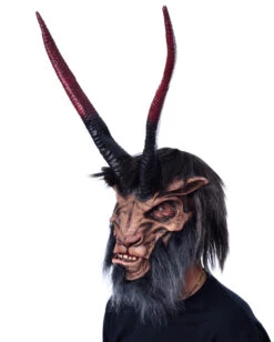 Gehörnte Krampus Maske Mit Kunstfell -Spooky Fun Günstiges Geschäft underworld overlord maske biest mit riesen hoernern latexmaske fuer halloween und fasching zagone overlord mask 28300 3