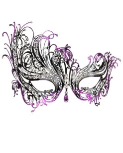 Verschnörkelte Augenmaske Mit Strass Violett/schwarz