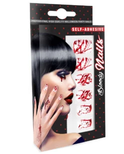 Weiße Fingernägel Mit Blutspritzer 12 St. -Spooky Fun Günstiges Geschäft weisse fingernaegel mit blutspritzern halloween fingernaegel white fingernails with bloodsplatter 36712 03